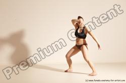 Underwear Martial art Woman White Moving poses Average long colored Dynamic poses Academic